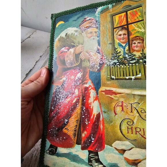 Victoria trading Santa glitter picture decor Xmas hanging children - Picture 2 of 8